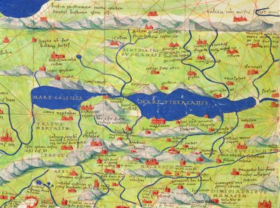 The Sea of Galilee, from an Atlas of the World in 33 Maps (detail) by Battista Agnese